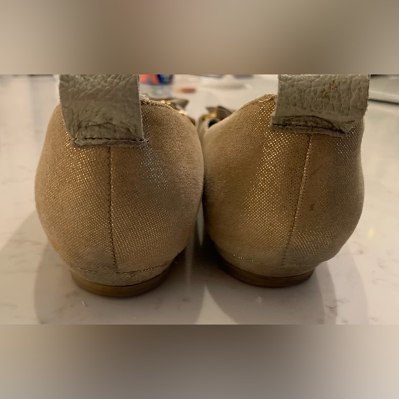 Nina Flats with Chain & Bow Detail in Glitter Fabric and Leather - Picture 6 of 7